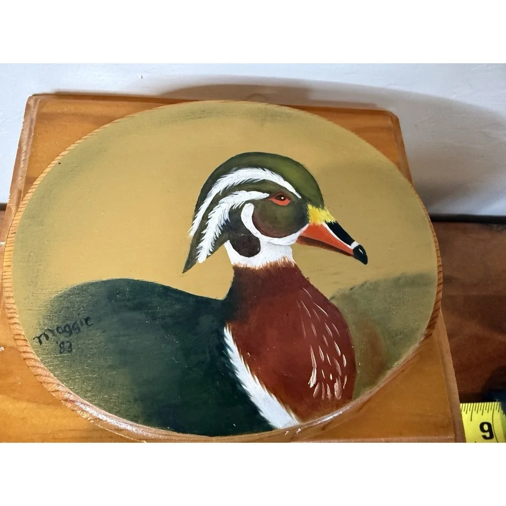 Carved Duck, Folk Art Wooden Duck Box Handcarved Hunting Decor Red Velvet Signed